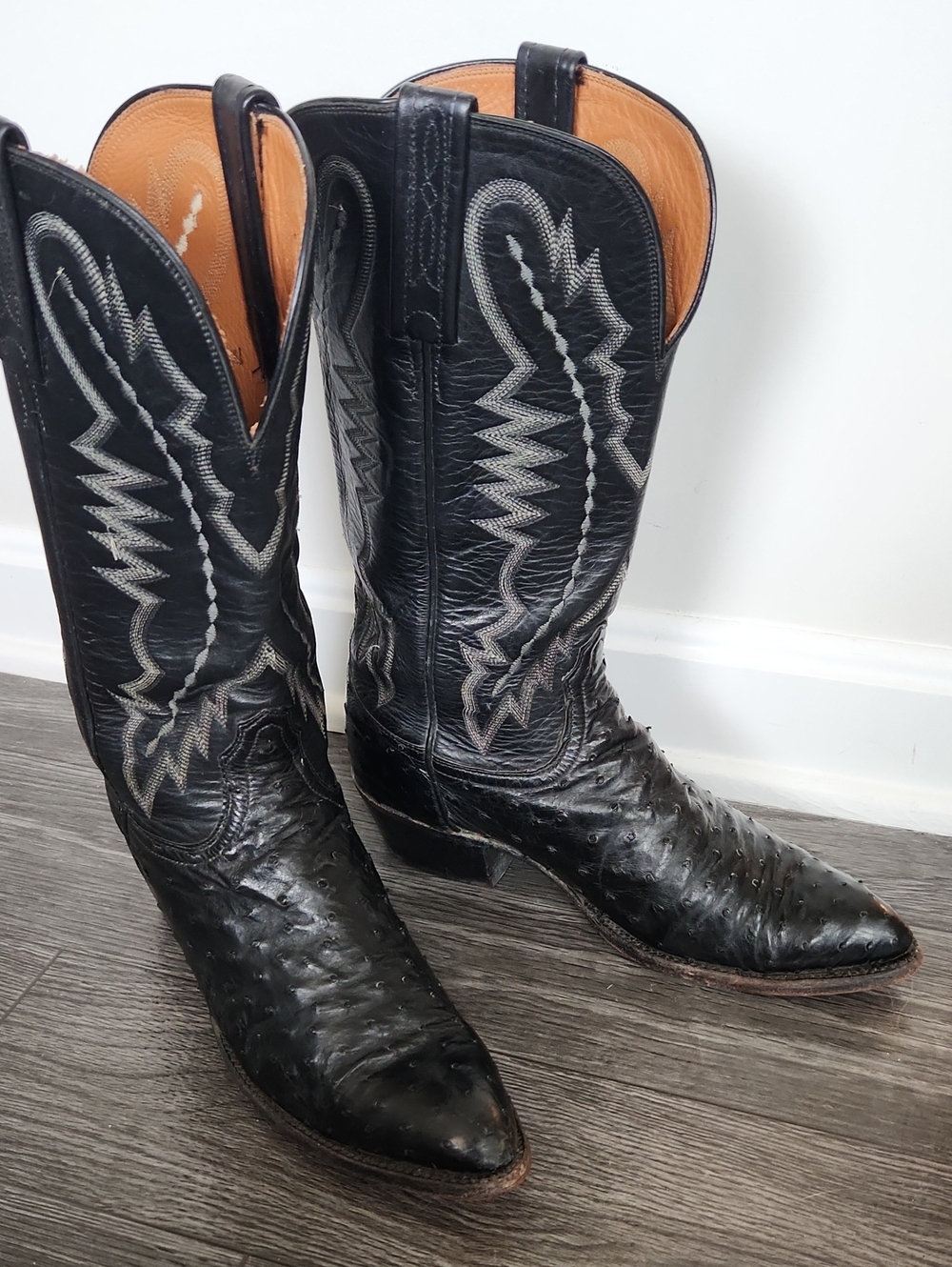 Lucchese 2000 Black Quill Ostrich Womens Boots 8C - Picture 9 of 10